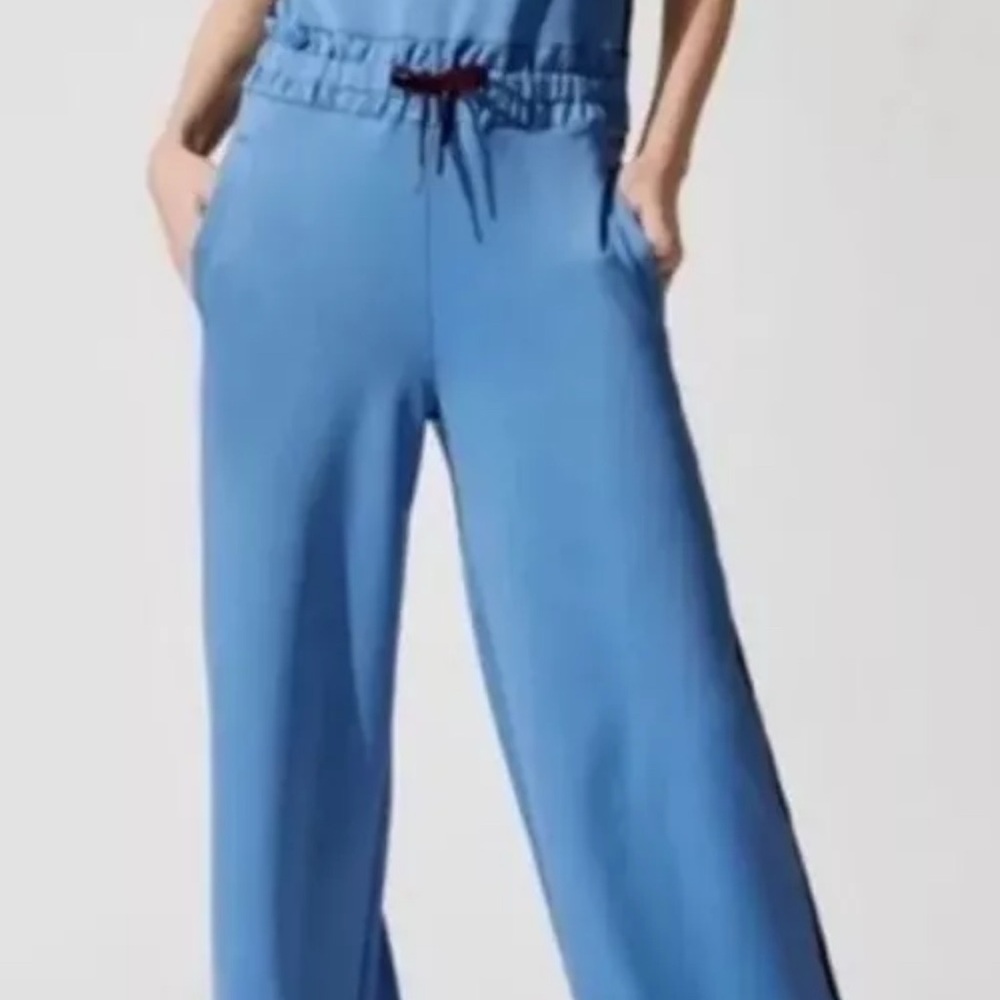 Sweaty Betty Donna Strapless Wide Leg Blue Jumpsuit Romper. Sz M NWT